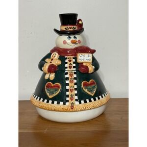 Kurt Adler Snowman Cookie Jar Love is Home Made Ceramic Christmas Holiday Decor